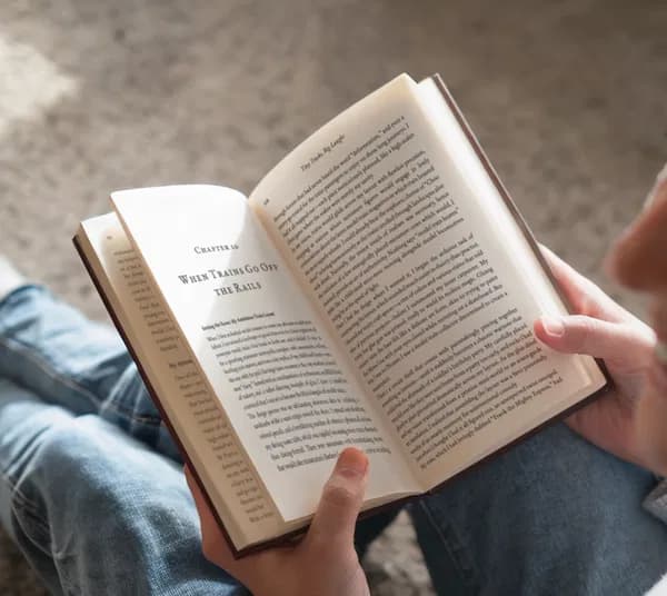 Printed book open on a table