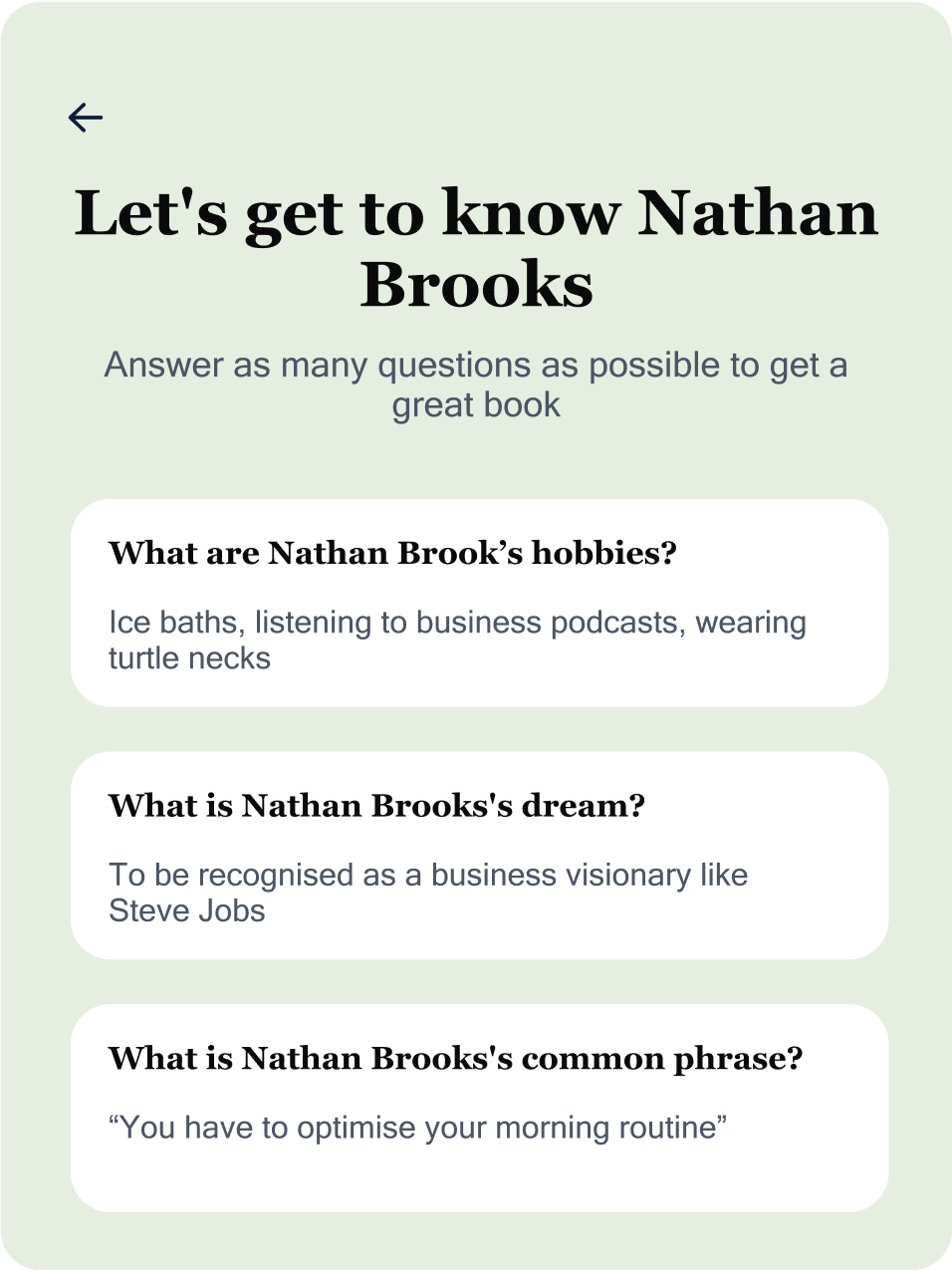 Author questions interface